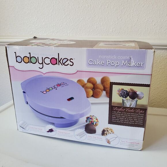 Babycakes Cake Pop Maker #CP-94LV, Stand, Filling Injector, Fork, Pop Sticks - Picture 1 of 16